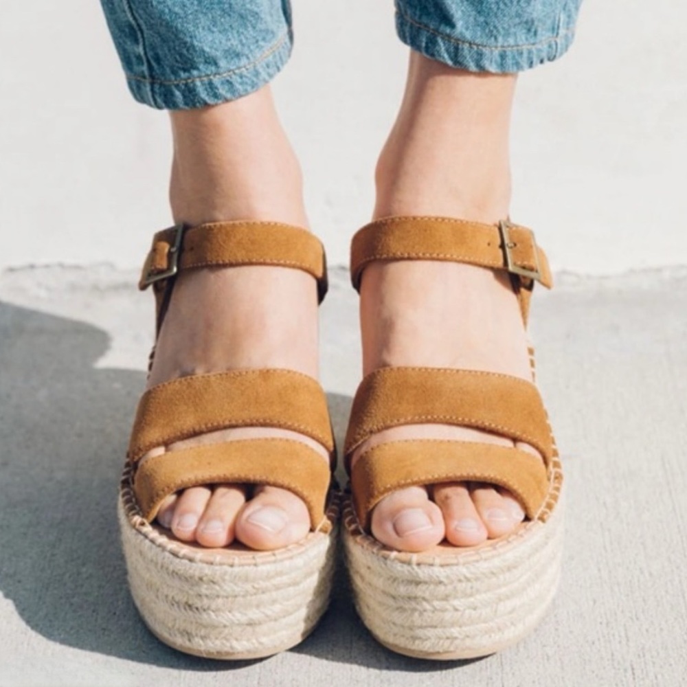 SOLUDOS • Walnut Como Platform Wedge Sandals Includes Box - Picture 7 of 12